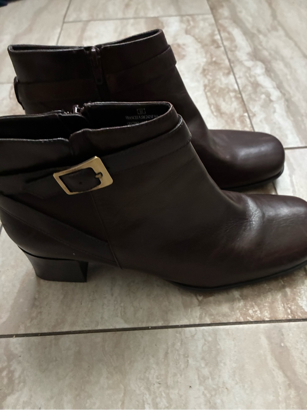 Covington Dark Brown Leather Ankle Boots with Buckle